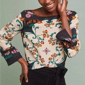 Anthropologie Maeve Florence Silk Blouse Size 2